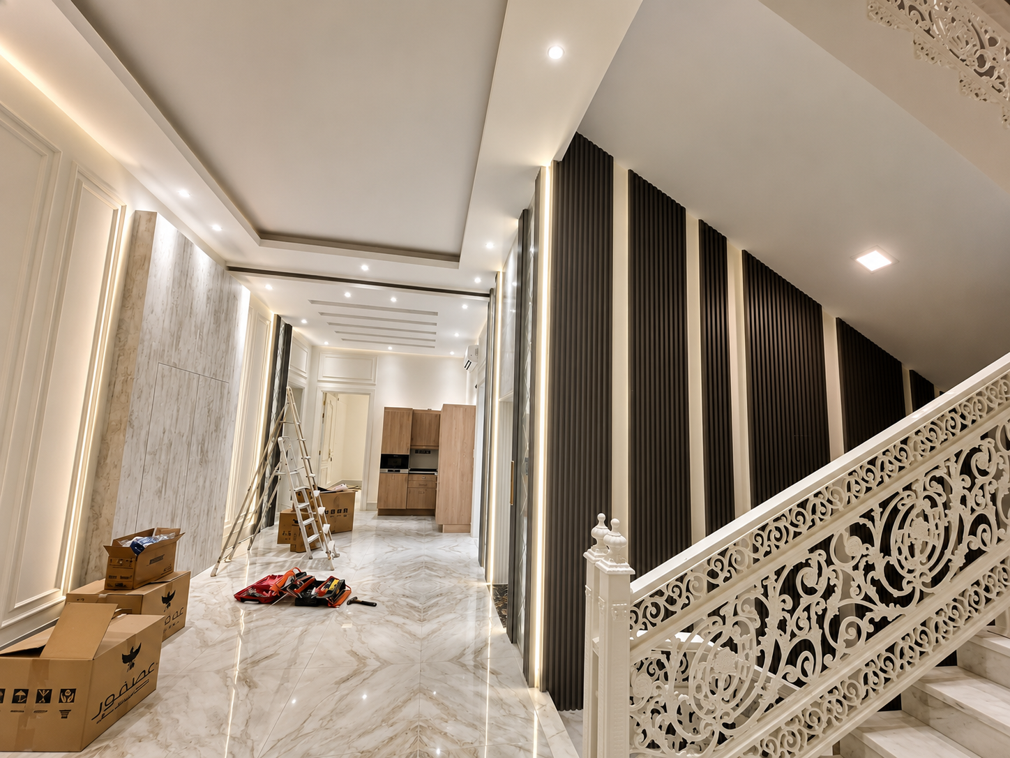 Under construction modern luxury house